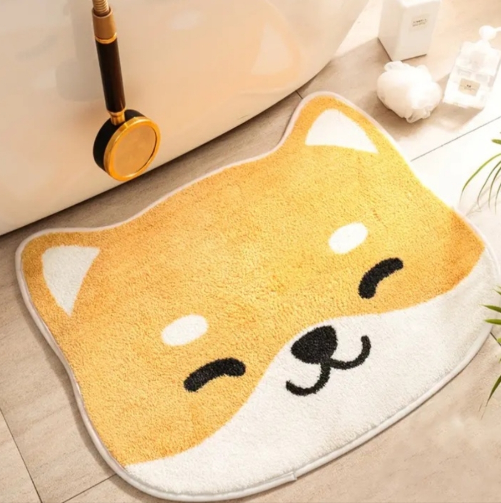Non-Slip absorbent bathroom mat Akita shaped cute face indoor mat. New - Picture 5 of 5